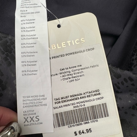 Fabletics Printed Powerhold Cropped Leggings NWT Yoga Snakeskin Activewear - Picture 8 of 11